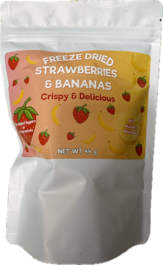 Freeze Dried Organic Strawberries and Bananas 44g Medium Bag