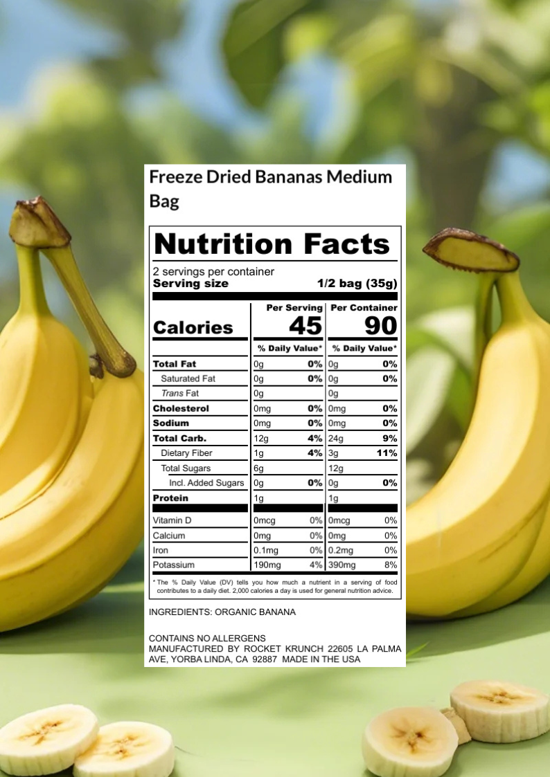 Freeze Dried Organic Bananas
