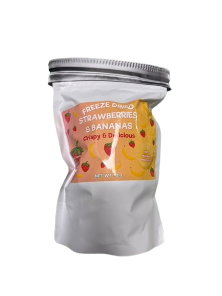 Freeze Dried Organic Strawberry & Banana Mix 70g Large Bag