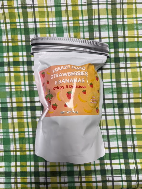 Freeze Dried Organic Strawberry & Banana Mix 70g Large Bag