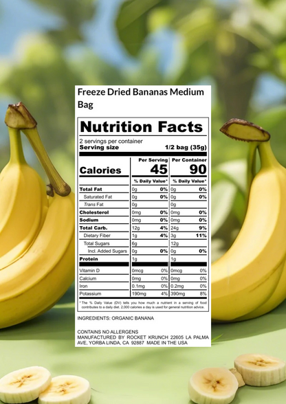 Freeze Dried Organic Bananas