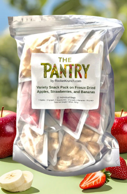 Variety Snack Pack of Freeze Dried Apples, Strawberries, & Bananas  🍎🍓🍌